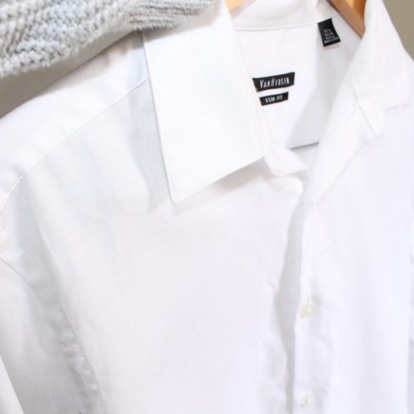 Van Heusen Button Down Longsleeve Shirt White 15.5 - Picture 7 of 7